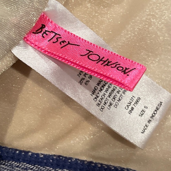 Betsey Johnson soft denim ruffled crop top summer jeans festival sailor Y2K SM - Picture 2 of 8